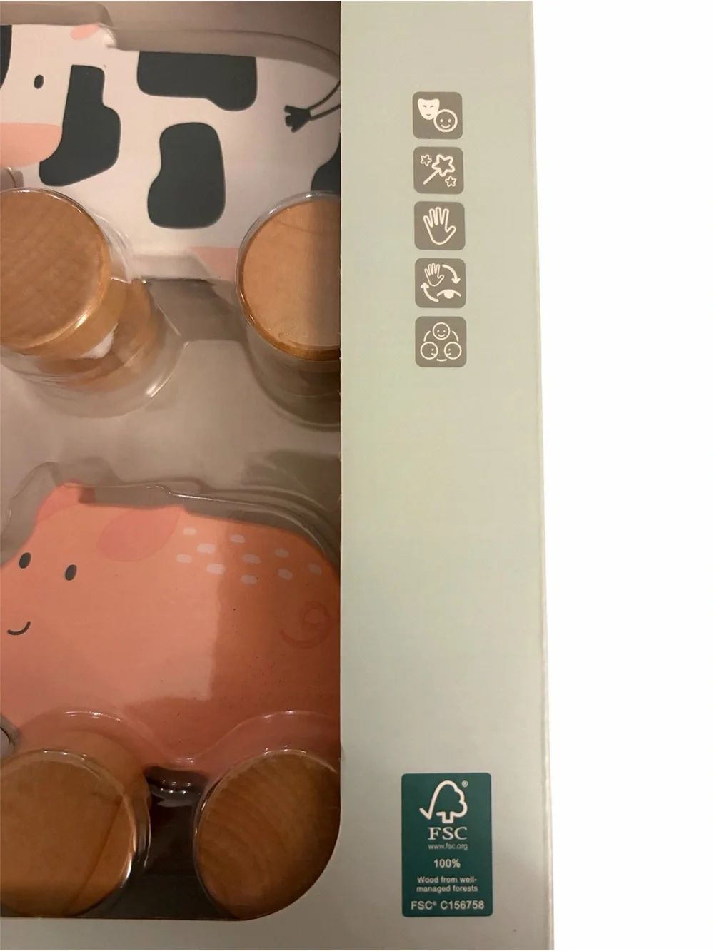 Kifun Farm Push Vehicle Wooden Toy Set